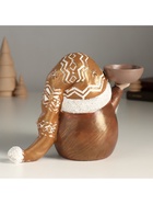 Подсвечник на 1 свечу «Фигурка: Дед Мороз в золотом колпаке с узорами», полистоун, 18×9.5×13 см - Фото 4