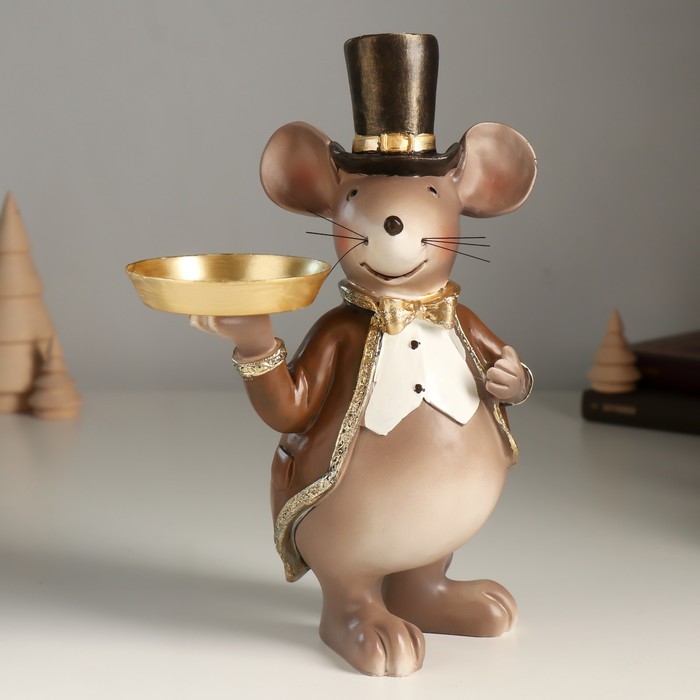 Подсвечник полистоун на 1 свечу «Мышонок в цилиндре и фраке», 17×10×23 см - Фото 1