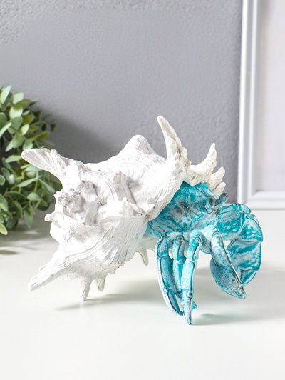 Фигура полистоун «Коралловый риф. Краб в ракушке», 23.5×23.5×17.8 см