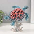 Сувенир полистоун "Коралловый риф. Черепаха на подставке" 17,5х11х19 см - Фото 1