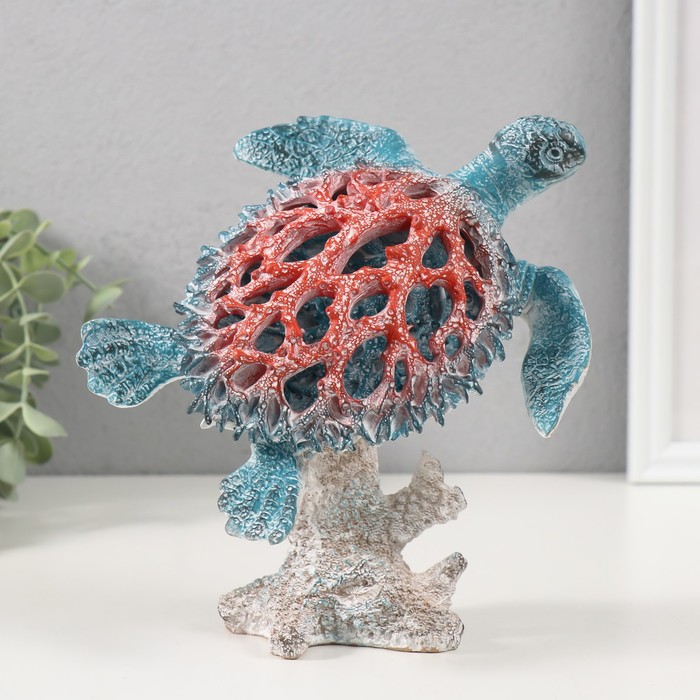 Сувенир полистоун "Коралловый риф. Черепаха на подставке" 17,5х11х19 см - Фото 1