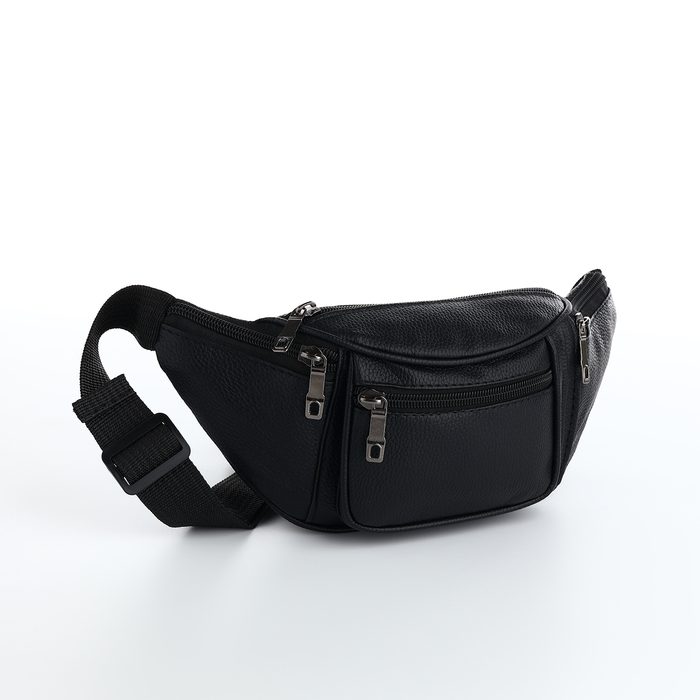 Поясная сумка на молнии, 30×8×13 см, чёрная - Фото 1