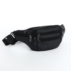 Поясная сумка на молнии, цвет чёрный - Фото 1
