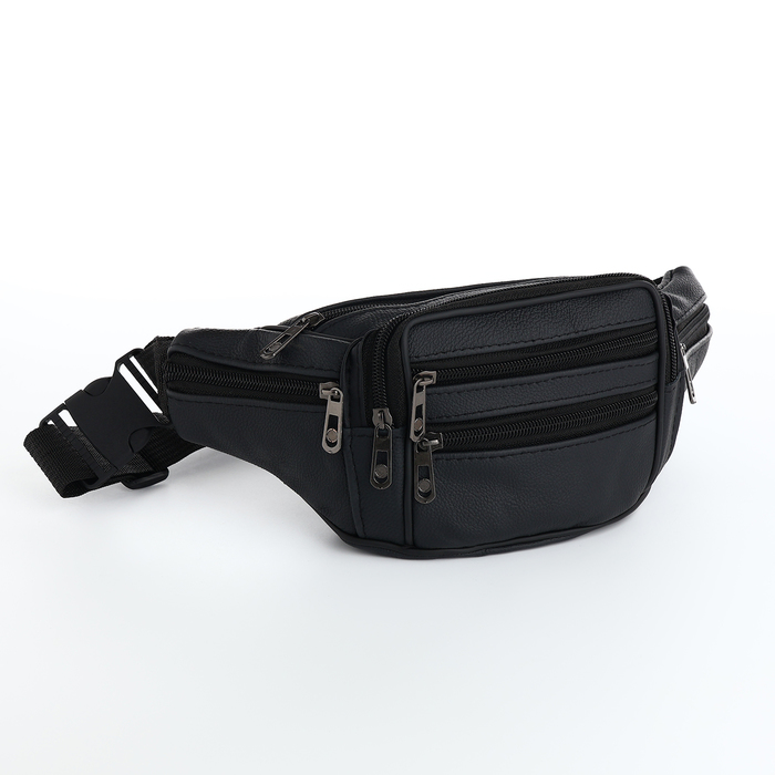 Поясная сумка на молнии, цвет чёрный - Фото 1