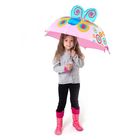 Зонт детский "Яркая бабочка", механический, r=37см, цвет розовый - Фото 2