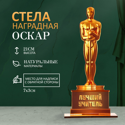 Стела - оскар «Лучший учитель», 21×8 см