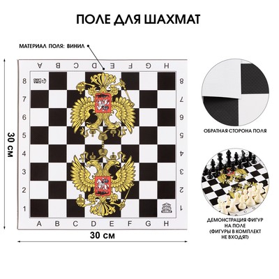 Шахматное поле 30 х 30 см "Россия", винил