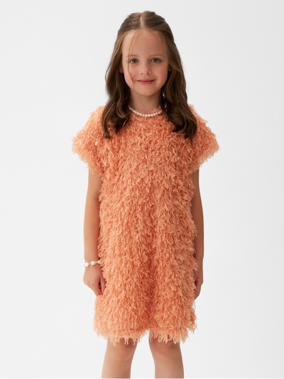 Платье нарядное для девочки, MINAKU: Party Dress, персиковое, рост 122-128 см