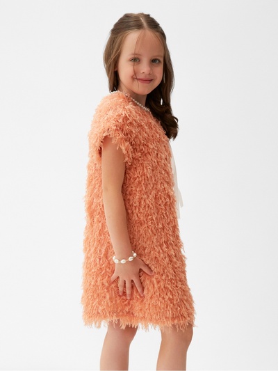 Платье нарядное для девочки, MINAKU: Party Dress, персиковое, рост 122-128 см