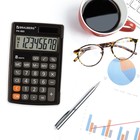 Калькулятор карманный BRAUBERG PK-865-BK, 8-разрядный, 120 x 75 мм, двойное питание, чёрный - фото 51610487