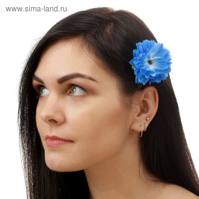 Гавайский зажим "Георгин", цвет голубой - Фото 1