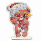 Алмазная мозаика на новый год для детей на деревянной фигурке «Медвежонок», 10 х 13 см, новогодний набор для творчества - Фото 4