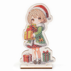 Алмазная мозаика на новый год для детей на деревянной фигурке «Милая девочка», 8 х 15 см, новогодний набор для творчества - Фото 4