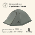 Палатка туристическая 3-местная maclay VALDAI 3, 255×180×120 см, трекинговая, двухслойная, с тамбуром, зелёная - Фото 1