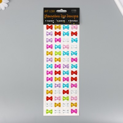 Наклейка-стразы «Милые бантики», 10.5×32 см, МИКС