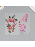 Наклейка - стразы на лицо «Крыло бабочки и розовые розы», 16×17 см - Фото 4