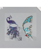 Наклейка - стразы на лицо «Крыло бабочки и павлин», 16×17 см - Фото 4