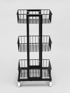 Стойка торговая универсальная, 3 корзины, на колесах, 35×35×76 см, цвет чёрный - Фото 3