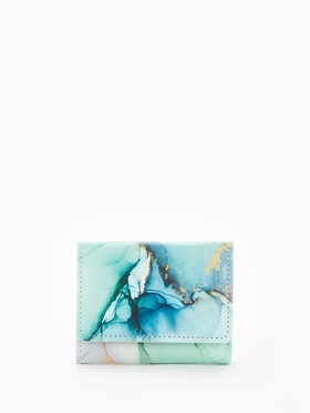 Кошелёк женский на кнопке, 10×1.5×8 см, с принтом, зелёный/бирюзовый
