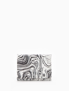 Кошелёк женский на кнопке, 10×1.5×8 см, с принтом, белый/чёрный