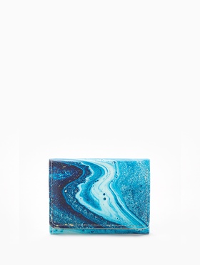 Кошелёк женский на кнопке, 10×1.5×8 см, с принтом, голубой/синий