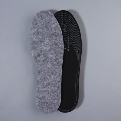 Стельки для обуви, утеплённые, двухслойные, универсальные, р-р RU до 46 (р-р Пр-ля до 46), 29 см, пара, цвет серый