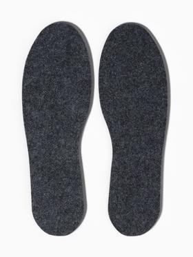 Стельки для обуви, утеплённые, двухслойные, универсальные, р-р RU до 47 (р-р Пр-ля до 46), 29.5 см, пара, серые (комплект 2 шт)