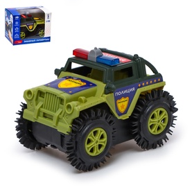 {{photo.Alt || photo.Description || 'Джип-перевёртыш «Полиция», работает от батареек, цвет зелёный, уценка'}}