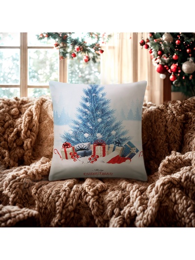 Наволочка декоративная новогодняя «Этель. Christmas», 40×40 см, бело-голубая