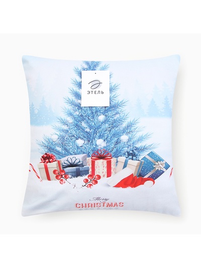 Наволочка декоративная новогодняя «Этель. Christmas», 40×40 см, бело-голубая