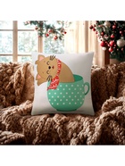 Наволочка декоративная новогодняя «Этель. Бирюзовая новогодняя чашка» 40×40 см - Фото 2