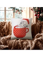 Наволочка декоративная новогодняя «Этель. Новогодняя чашка в горошек» 40×40 см - Фото 2