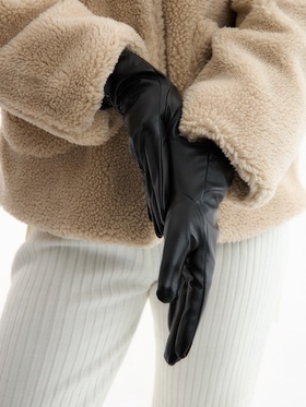 Перчатки женские, без утеплителя, безразмерные, чёрные