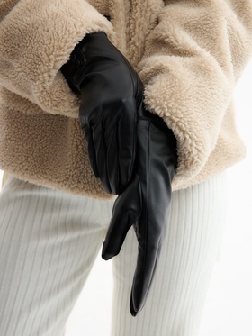 Перчатки женские, без утеплителя, безразмерные, чёрные