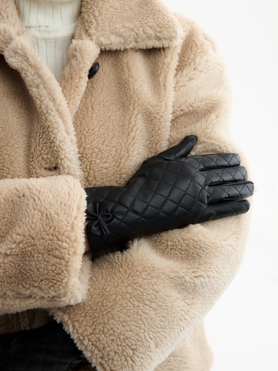 Перчатки женские, без утеплителя, безразмерные, чёрные