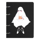 Тетрадь на кольцах А5, 120л кл/точ Милое привидение, обл мелк арт, глиттер, бл офс - фото 24753083