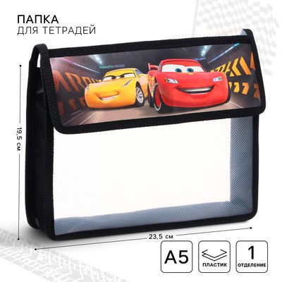 Папка для тетрадей А5, на липучке, пластик, Тачки