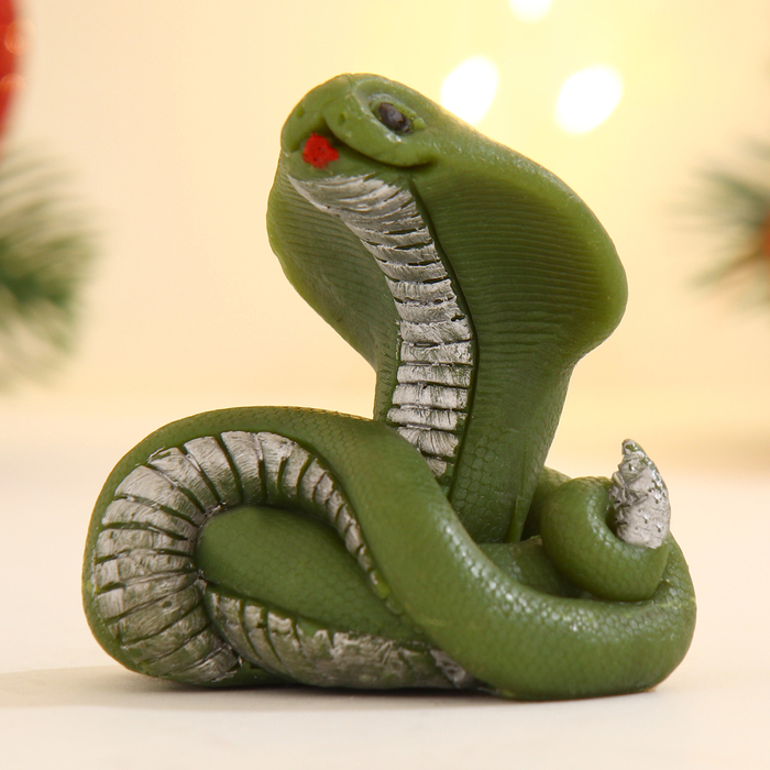 Фигурное мыло "Змея Кобрюша" зеленое, 40г - Фото 1
