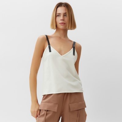 Топ с кожаными бретелями женский MINAKU : Casual Collection, белый, размер 44