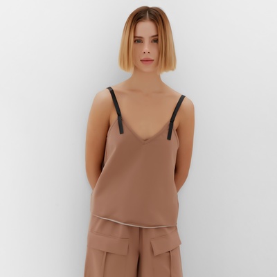 Топ с кожаными бретелями женский MINAKU : Casual Collection, бежевый, размер 44