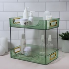 Органайзер для хранения, с ручками, 2 секции, 31×20×29 см, цвет зелёный, золотистый - Фото 2