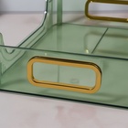 Органайзер для хранения, с ручками, 2 секции, 31×20×29 см, цвет зелёный, золотистый - Фото 7