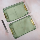 Органайзер для хранения, с ручками, 2 секции, 31×20×29 см, цвет зелёный, золотистый - Фото 8