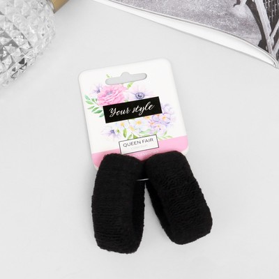 Резинки для волос «Махрушка спорт», набор 2 шт., элит классик широкая, 5.5 см, чёрные