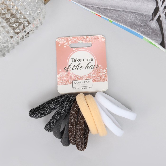 Резинки для волос «Махрушка спорт», набор 10 шт., полоски блеск нежность, 4 см - Фото 1