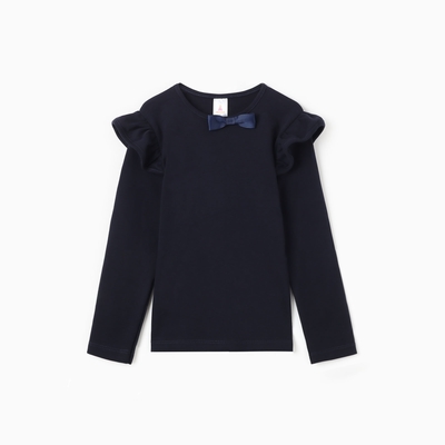 Лонгслив для девочки школьный, тёмно-синий, рост 122 см