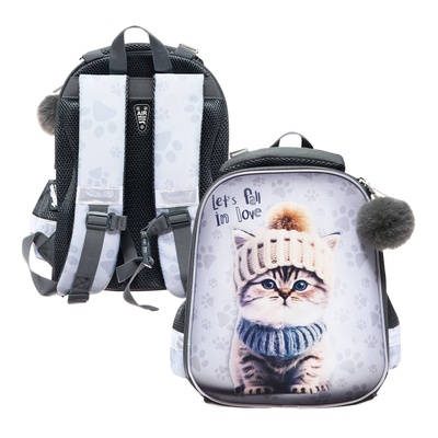 Рюкзак каркасный, 35×26×13, Seventeen, девочка EVA, серый