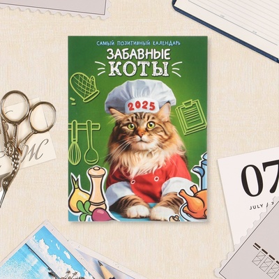Календарь отрывной на магните «Забавные коты» 2025 год, 9.5×13 см