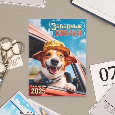 Календарь отрывной на магните "Забавные собаки" 2025 год, 9,5 х 13 см
