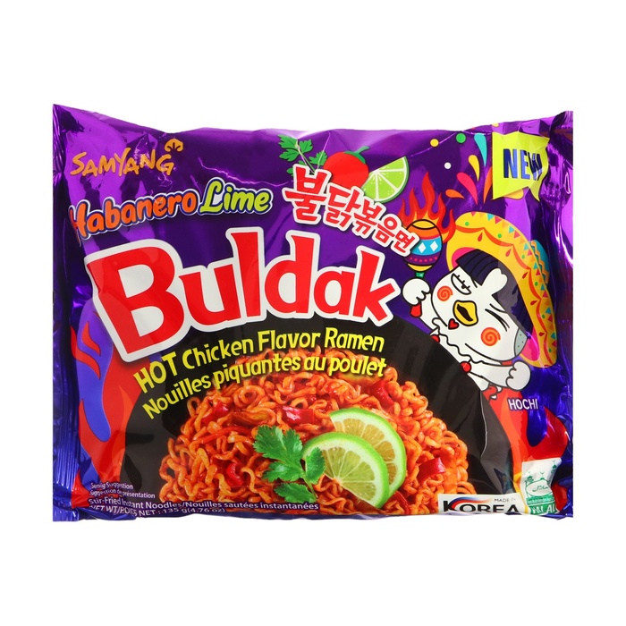 

Острая лапша "ХОТ ЧИКЕН РАМЕН ХАБАНЕРО ЛАЙМ" со вкусом курицы, перца хабанеро и лайма, 135